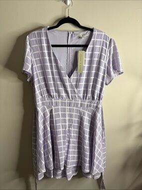 Allison & Kelly Lavender Windowpane Mini Dress